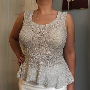 Loose knit silver sweater tank top